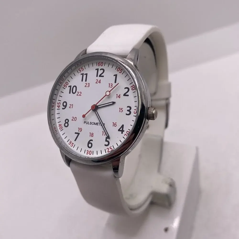 Womens White Rubber Military Time Nurse Watch New Battery